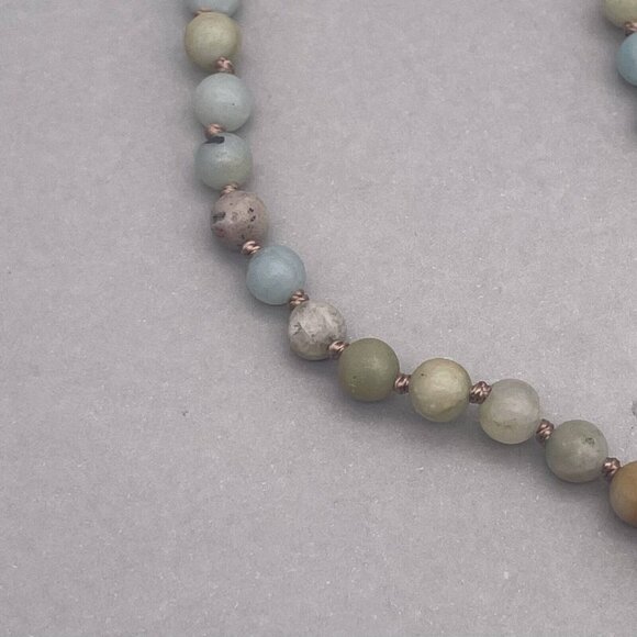 Angel Wing Amazonite Picasso Jasper and Pyrite Necklace 34 Inches - Picture 6 of 6